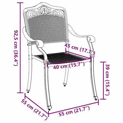 Trädgård Stol 2 st Svart Aluminium