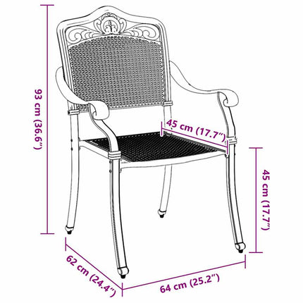 Trädgård Stol 2 pcs Grön 64 x 62 x 93cm Aluminium