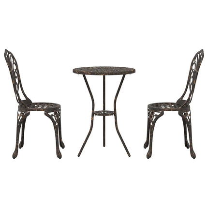 Trädgårds Bistro Set 3 pcs Brons Aluminium