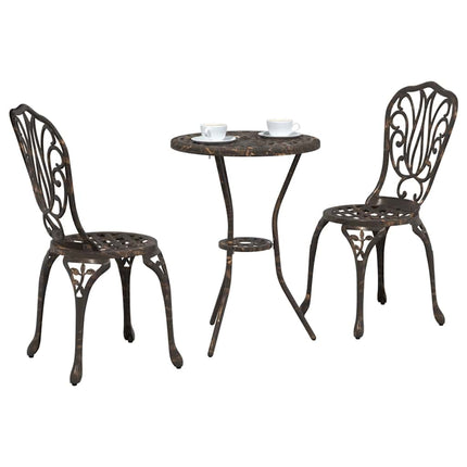 Trädgårds Bistro Set 3 pcs Brons Aluminium