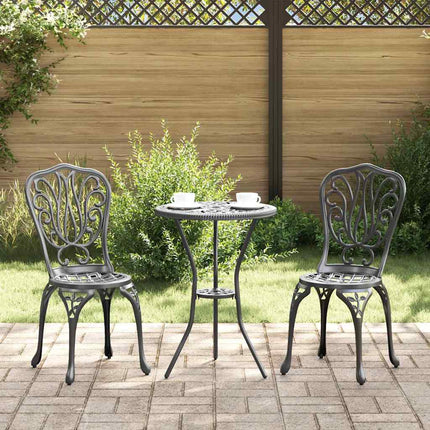 Trädgårds Bistro Set 3 pcs Svart Aluminium