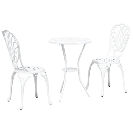 Trädgårds Bistro Set 3 pcs Vit Aluminium