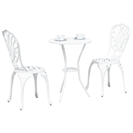 Trädgårds Bistro Set 3 pcs Vit Aluminium