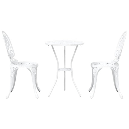 Trädgårds Bistro Set 3 pcs Vit Aluminium