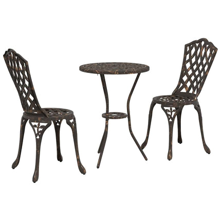 Trädgårds Bistro Set 3 pcs Brons Aluminium