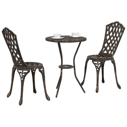 Trädgårds Bistro Set 3 st Brons Aluminium