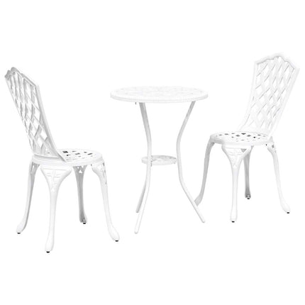Trädgårds Bistro Set 3 st Vit Aluminium