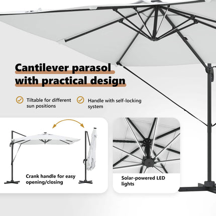 Parasoll Sand 286 x 284 x 270 cm Aluminium och Polyester