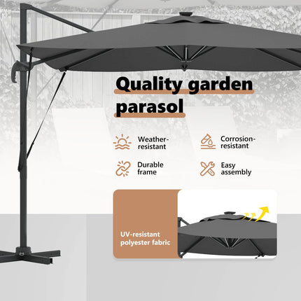 Parasoll Antracit 286 x 284 x 270 cm Aluminium och Polyester