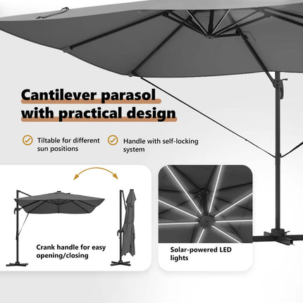 Parasoll Antracit 352 x 251 x 265 cm Polyester och aluminium