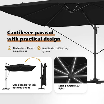 Parasoll Svart 352 x 251 x 265 cm Polyester och aluminium