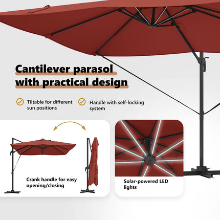 Parasoll Terracotta 352 x 251 x 265 cm Polyester och aluminium