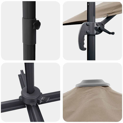 Roma Parasol Taupe 286 x 284 x 265 cm Aluminium och Polyester