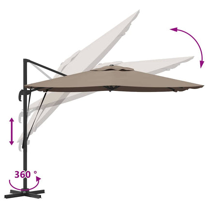 Roma Parasol Taupe 286 x 284 x 265 cm Aluminium och Polyester