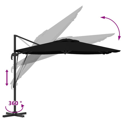 Roma Parasol Svart 286 x 284 x 265 cm Aluminium och Polyester