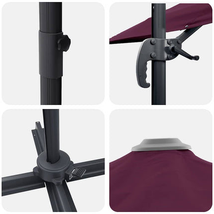Roma Parasol Röd 286 x 284 x 265 cm Aluminium och Polyester