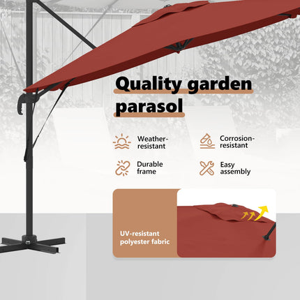 Roma Parasol Röd 286 x 284 x 265 cm Aluminium och Polyester