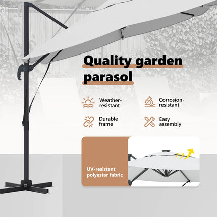 Parasoll Sand 351 x 250 x 260 cm Polyester och aluminium