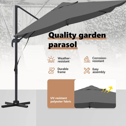 Parasoll Antracit 351 x 250 x 260 cm Polyester och aluminium