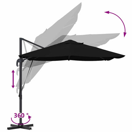 Parasoll Svart 351 x 250 x 260 cm Polyester och aluminium