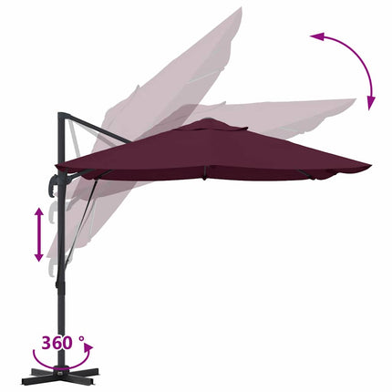 Parasoll Bordeaux Röd 351 x 250 x 260 cm