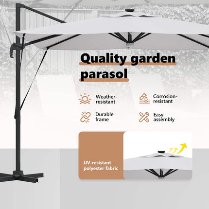 Roma Parasol Beige 286 x 284 x 270 cm Aluminium och Polyester