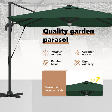 Roma Parasol Grön 286 x 284 x 270 cm Aluminium och Polyester