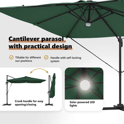 Roma Parasol Grön 286 x 284 x 270 cm Aluminium och Polyester