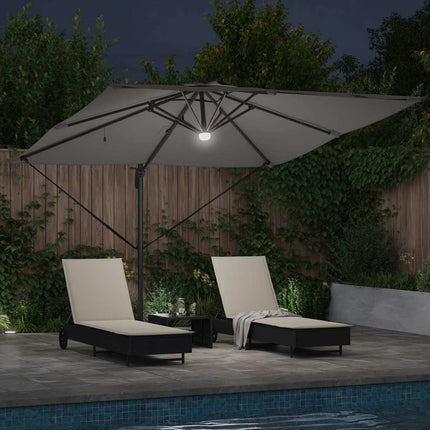 Roma Parasol med LED -remsljus Antracit 286 x 284 x 270 cm