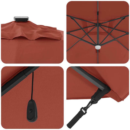 Roma Parasol Röd 286 x 284 x 270 cm Aluminium och Polyester