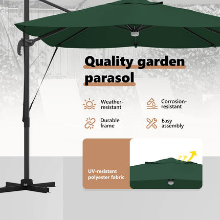 Parasoll Grön 351 x 250 x 253 cm Polyester och aluminium
