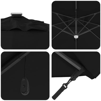 Parasoll Svart 351 x 250 x 253 cm Polyester och aluminium