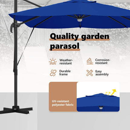 Parasoll 351 x 250 x 253 cm Polyester och aluminium Azurblå