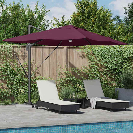 Parasoll med LED -remsljus Bordeaux Röd 351 x 250 x 253 cm