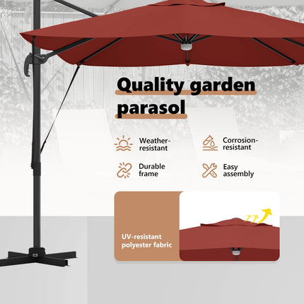 Parasoll Terracotta 351 x 250 x 253 cm Polyester och aluminium