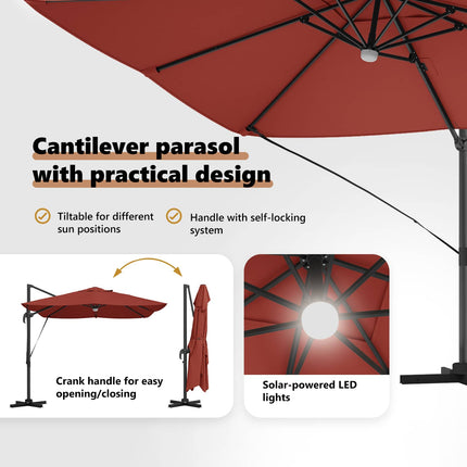 Parasoll Terracotta 351 x 250 x 253 cm Polyester och aluminium