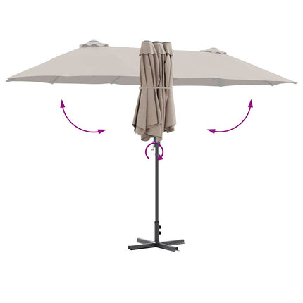 Trädgårdsparasol Taupe 370 x 197 x 239 cm