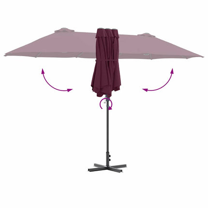 Trädgårdsparasol Bordeaux Röd 370 x 197 x 239 cm