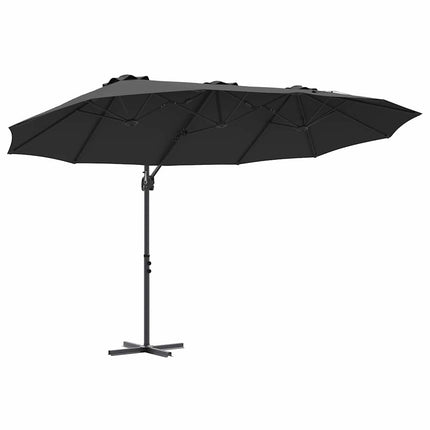 Parasoll Svart 372 x 198 x 243 cm Polyester och aluminium