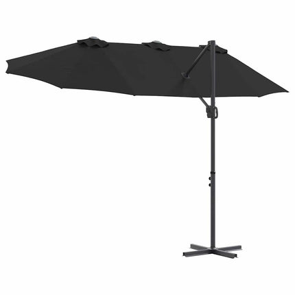 Parasoll Svart 372 x 198 x 243 cm Polyester och aluminium