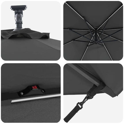 Parasoll Antracit 294 x 294 x 248 cm Polyester och aluminium