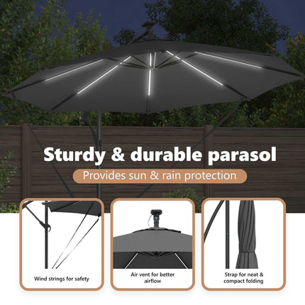 Parasoll Antracit 294 x 294 x 248 cm Polyester och aluminium