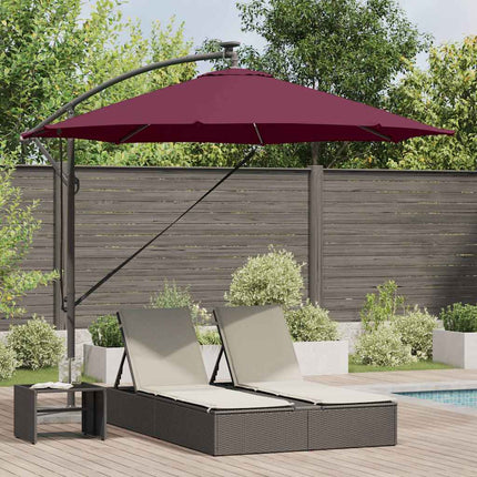 Parasoll med LED -remsljus Bordeaux Röd 294 x 294 x 248 cm