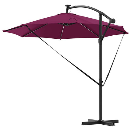 Parasoll med LED -remsljus Bordeaux Röd 294 x 294 x 248 cm