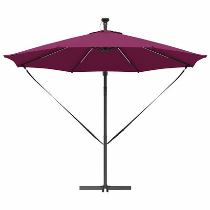 Parasoll med LED -remsljus Bordeaux Röd 294 x 294 x 248 cm