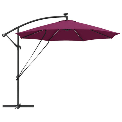 Parasoll med LED -remsljus Bordeaux Röd 294 x 294 x 248 cm