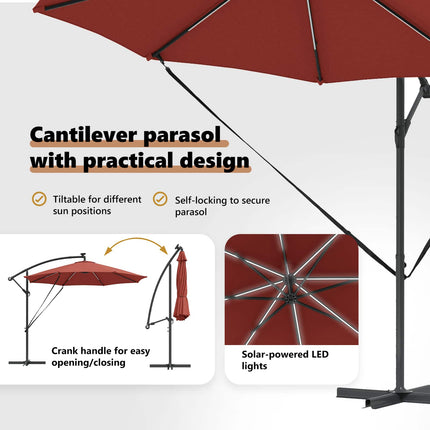 Parasoll Terracotta 294 x 294 x 248 cm Polyester och aluminium