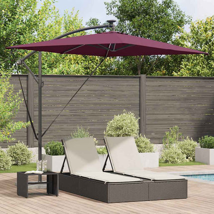Parasoll med LED -remsljus Bordeaux Röd 294 x 200 x 270 cm