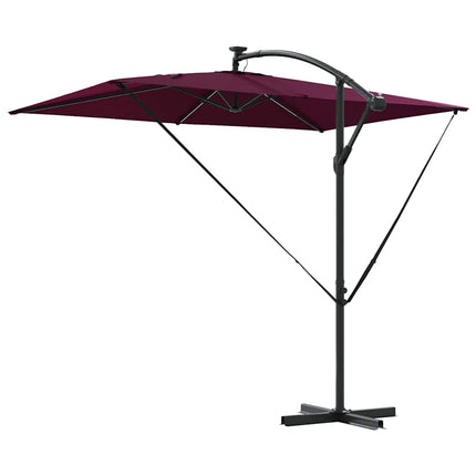 Parasoll med LED -remsljus Bordeaux Röd 294 x 200 x 270 cm