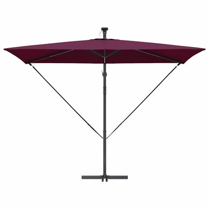 Parasoll med LED -remsljus Bordeaux Röd 294 x 200 x 270 cm